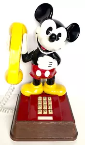 BUNTES VINTAGE 1976 WALT DISNEY'S MICKEY MOUSE DRUCKKNOPF WÄHLSCHEIBE TISCHTELEFON - Bild 1 von 7