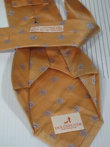 Dolcepunta Seven Fold Silk Tie Orange Creamsicle w Blue 60 x 3 1/2 - Picture 1 of 3
