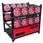 12 GPU Graphic Cards Mining Miner Frame OpenAir Rig Case With 16 Cooling Fan LCD
