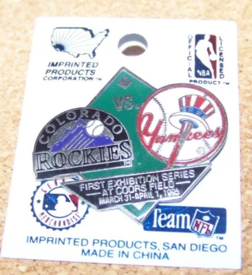 1995 Rockies v NY New York Yankees pin First Games Coors Field Exhibition Series - Image 1 of 4