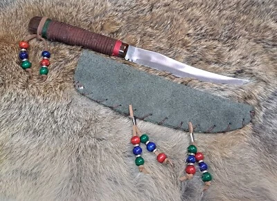 Handcrafted Native American Patch/Skinner Trade Knife with Leather Sheath - Image 1 of 3