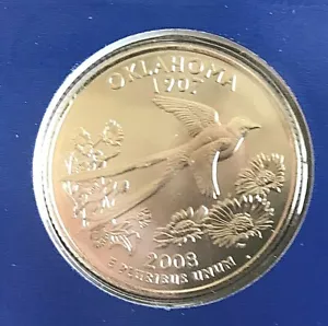 2008 P+D Oklahoma State Quarter ~ Satin Mint Strikes ~ Original Mint Wrapper - Picture 1 of 4