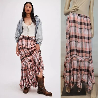 NUEVO AGOTADO Free People Burdeos Rosa Sirena Maxi Falda NUEVA CON ETIQUETAS M Foto 1 de 4
