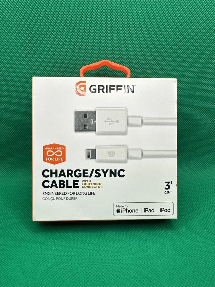 Griffin Charge/sync USB to Lightning Cable 3ft in White