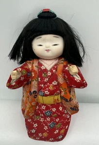 Bambola kimono giapponese vintage bambola Ichimatsu bambina inginocchiata - Foto 1 di 6