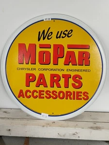 Mopar Piezas Accesorios Piezas 12" Redondo Metal Laño Letrero Garaje Arte - Imagen 1 de 1