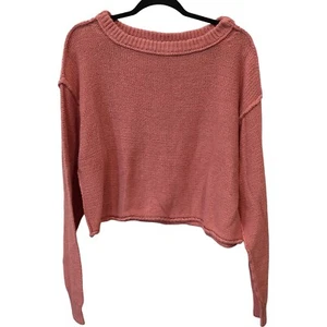 Neu mit Etikett Free People Rosetta Pullover Crop Sweater rosa Gr. M Langarm U-Boot-Ausschnitt - Bild 1 von 10