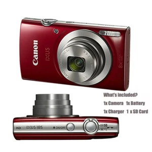 Canon IXUS 185 20MP Compact Digital Camera 8x Zoom w/SD Card,Battery,Charger - Picture 1 of 12