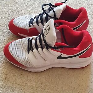 Nike Mens Air Zoom Vapor X HC Tennis Court Trainers size 10 red white Eur 45 