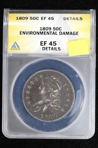 1809 Capped Bust Half Dollar ANACS EF45 Details Enviromental Damage 39G4 - Picture 1 of 4