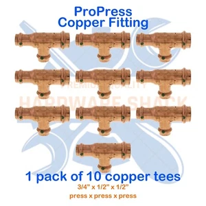 10 Stück: 3/4" x 1/2" x 1/2" ProPress Kupfer Fitting Reduzierstück Sanitär (PxPxP) - Bild 1 von 2