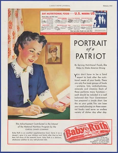 Vintage 1943 BABY RUTH Candy Bar Curtiss WWII Ephemera 40's Print Ad - Picture 1 of 1