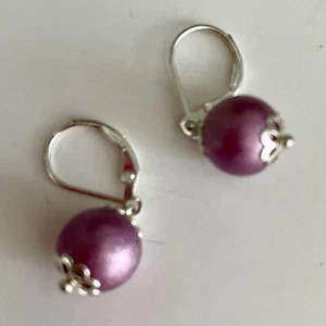 JCM Design Purple Bead 925 Sterling Silver Earrings - Picture 1 of 3