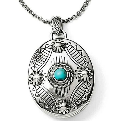 NWTag Brighton SOUTWEST DREAM Locket Silver Turquoise Magnesite Necklace MSRP 88 • 67.91€