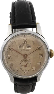 Vintage Wakmann Triple Date 17 Jewel Men's Mechanical Wristwatch Venus 203 Swiss - Picture 1 of 8