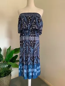 RUBY YAYA Strapless Embellish Front - Midi Tired Dress - Multicoloured - Size S - Picture 1 of 9