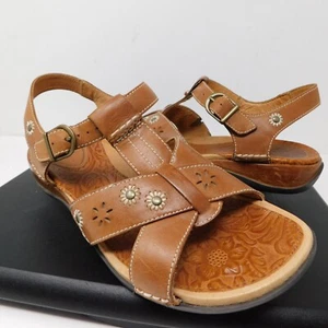 Ariat Women's Size 9 B Zuma 1006025 Floral Brown Leather Strappy Sandals - Picture 1 of 11