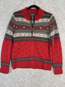 Maglione donna Lauren Ralph Lauren tg PP rosso lavorato a mano lana di agnello full zip - Foto 1 di 9