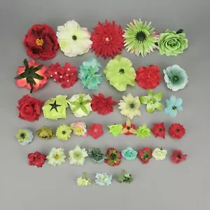 41Pcs Colorful Faux Silk Flower Heads Set in BulkFor DIY Craft Flower bouquets - Picture 1 of 12