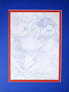 SUPERMAN Sketch Print Professionally Matted DC Jim Lee art - Picture 1 of 1