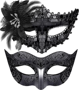 Goenb 2 Stück Venezianische Maske Damen Herren, Maskenball Maske Damen Herren - Bild 1 von 12