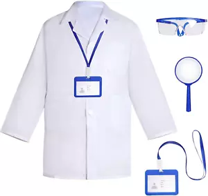 Doctor Scientist Costume Kids Lab Coat and Goggles Children Dress Up Kit with... - Picture 1 of 7