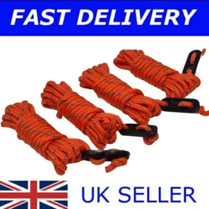 X4 REFLECTIVE ORANGE 2.4M Guy Line 4mm Ropes Tent Camping Rope Guyline Awning - Picture 1 of 2