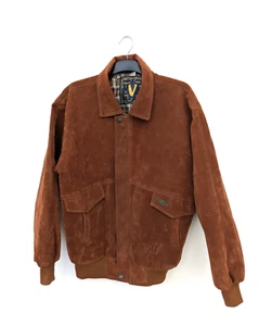 Alta Moda Jacket Mens XL Faux Suede Leather Bomber Coat V Import Export Italy - Picture 1 of 8