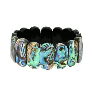 Brazalete de ajuste elástico con cáscara de abulón elegante óvalos - Imagen 1 de 4