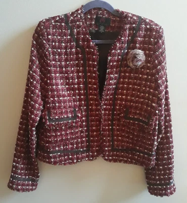 Chaqueta True Meaning Damas Rojo y Marrón Multicolor Preppy Blazer Talla XL Foto 1 de 4