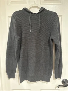 INC Herren kleiner Langarm Pullover Kapuzenpullover grau gerippt - Bild 1 von 8