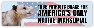 USA True Patriots Brake for America's Opossum Bumper Sticker Decal 5" - Picture 1 of 2