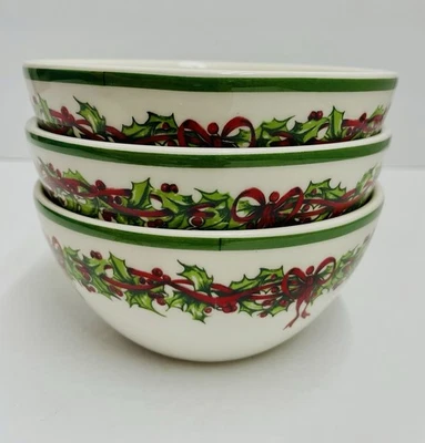 Christopher Radko 6”  Traditions Holiday Celebrations Bowl Soup Cereal Set Of 3  - Image 1 of 4
