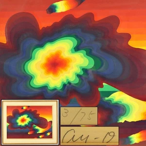 Ay-O Cloud Silkscreen Signed Framed 1976 Vibrant Rainbow Psychedelic Art ED75 - Picture 1 of 10