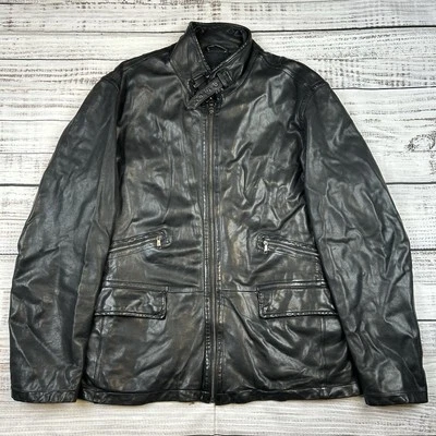 Chaqueta Banana Republic Para Hombre Talla XL Cuero Corredor Motociclista Moto Negra Hebilla Correa Foto 1 de 4