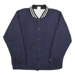 RAWLINGS Mens Navy Blue Button Jacket L Nylon Plain Casual Sportswear - Picture 1 of 6