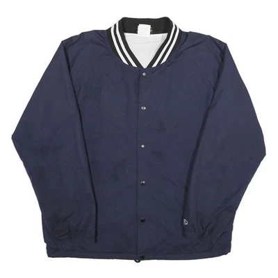 RAWLINGS Mens Navy Blue Button Jacket L Nylon Plain Casual Sportswear - Image 1 of 4