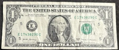 2017 A Richmond $1 Bill Fancy Ladder 7,8,9,0,1,2,3,4 All Unique Numbers Note - Image 1 of 2