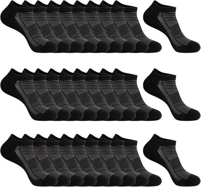 30 Pairs Lightweight Low Cut Socks Men/Women - Breathable Bulk Thin 8-12 Black - Image 1 of 4