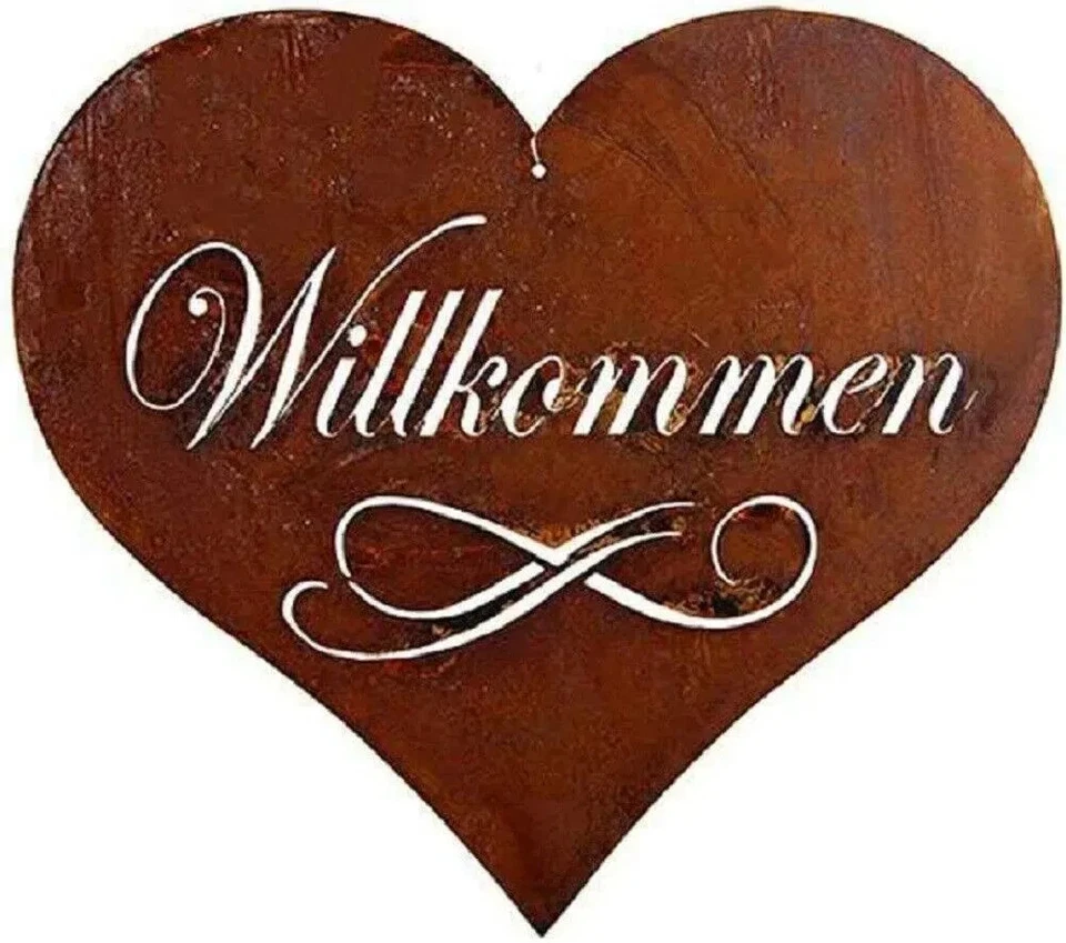 Edelrost Schild Herz Willkommen 30cm x 27cm - Bild 1 von 1