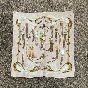 HERMES Carre 45 A propos de Bottes Silk Scarf Mousseline Chiffon Tags No Box Use - Picture 1 of 7