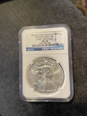 2014-S NGC MS70 First Releases Silver Eagle Coin. - Image 1 of 2