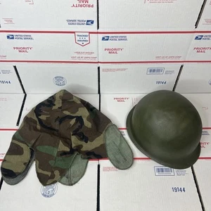 Vintage US Army Steel Combat Helmet / Camo Cover - SAME DAY SHIP - Picture 1 of 10