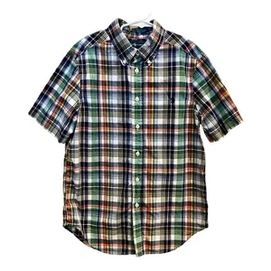 Ralph Lauren Blue Green Red Plaid Button Down Short Sleeve Shirt, Boys M 10/12 - Picture 1 of 6