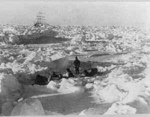 Ausdauerschiff in der Ferne, Shackleton, Antarktis, neues Reproduktionsbild - Bild 1 von 1