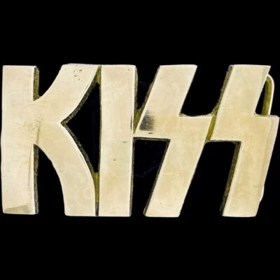 黄铜 Kiss Gene Peter Criss Ace 摇滚音乐乐队 罕见 20 世纪 70 年代 复古皮带扣 — 第 1/4 张图片