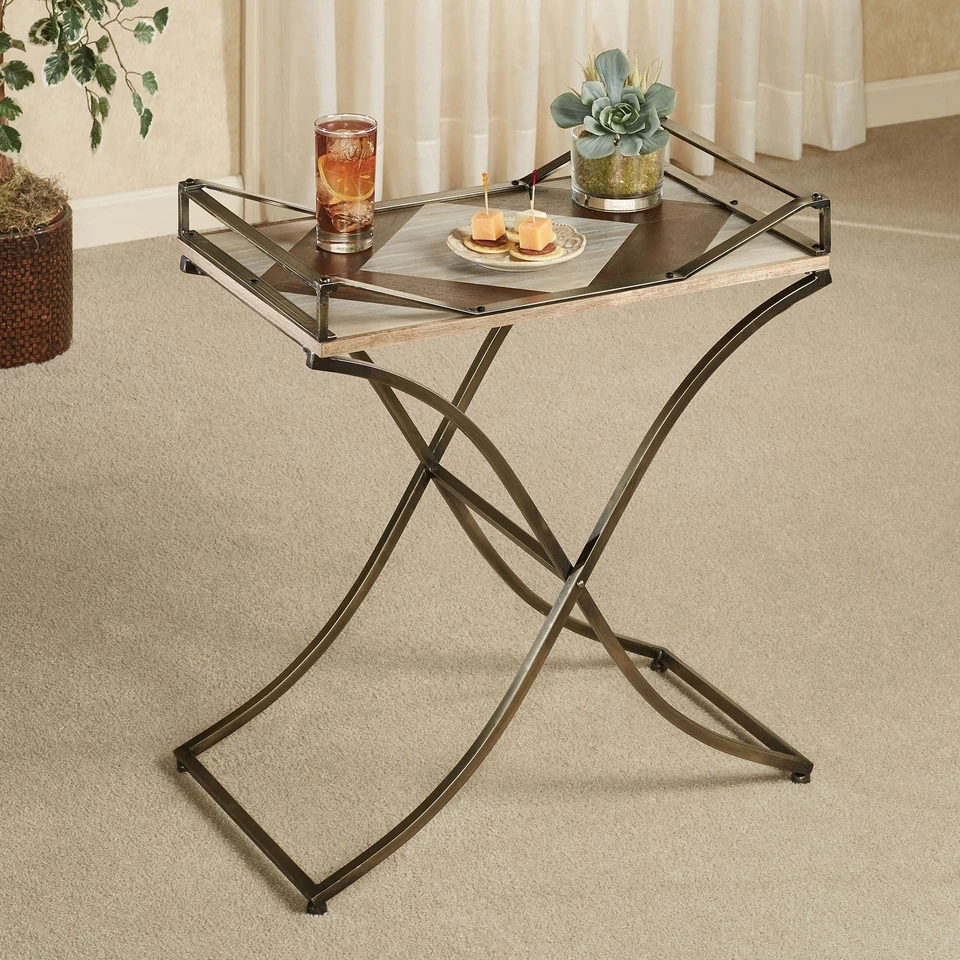 Hiram Modern Serving Tray Side Table Bronze Contemporary Geometric Foto 1 de 1