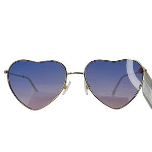 Foster Grant Max Block Womens Sunglasses Gold Heart Frame Purple Lens Nwt - Picture 1 of 6