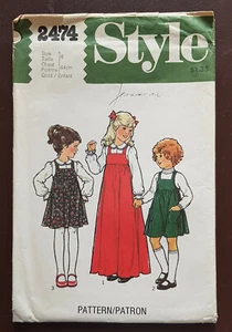 Style-2474 VTG 70's Jumper Blouse Sewing Pattern Child Size 6 Uncut - Picture 1 of 3
