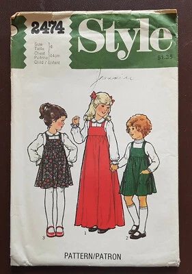 Style-2474 VTG 70's Jumper Blouse Sewing Pattern Child Size 6 Uncut - Image 1 of 3